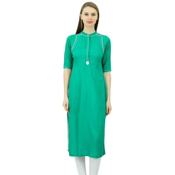 Phagun Mandarin Collar Kurti For Womens Ethnic India Tunic Top Ladies Rayon Kurta