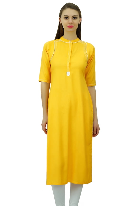 Mandarin Collar Kurti For Womens Ethnic India Tunic Top Ladies Rayon Kurta