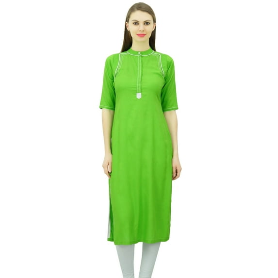 Phagun Mandarin Collar Kurti For Womens Ethnic India Tunic Top Ladies Rayon Kurta