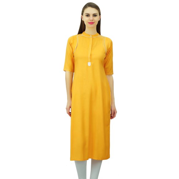 Phagun Mandarin Collar Kurti For Womens Ethnic India Tunic Top Ladies Rayon Kurta