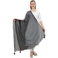 thumbnail image 1 of Phagun Neck Wrap Chiffon Tassel Summer Dupatta Women Long Stole Scarves-Black, 1 of 1
