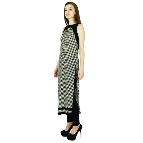 Phagun Polka Dot Printed Kurta Indian Designer Women Ethnic Kurti Cotton Dress