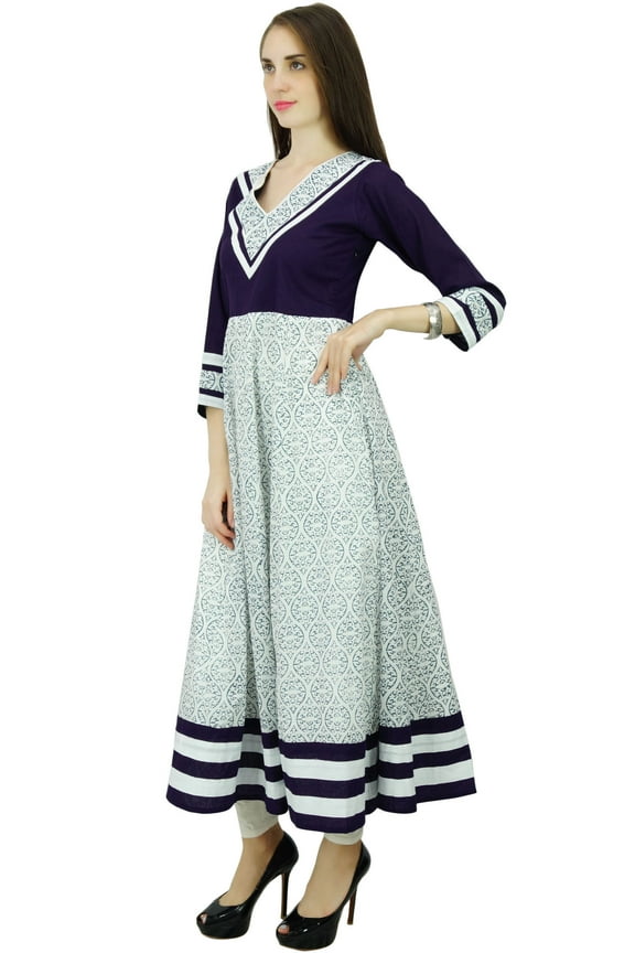 Quatrefoil Cotton Kurta Ethnic Designer Tunic Dress Anarkali Kurti