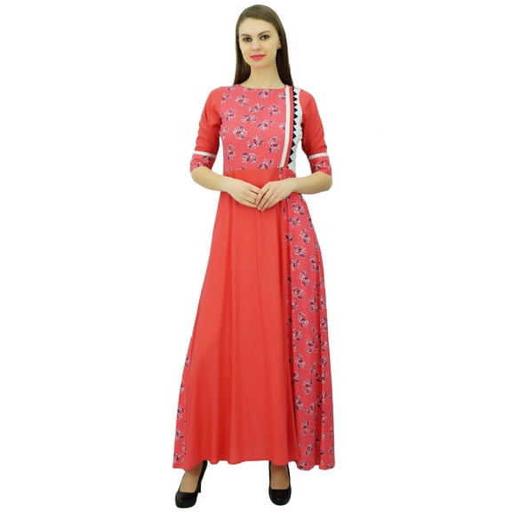 Phagun Rayon Designer Floor Length Kurti Dress Womens Ethnic Indian Tunic Long Flared Anarkali Kurta