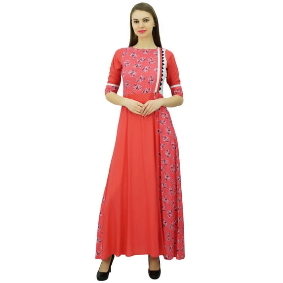 Phagun Rayon Designer Floor Length Kurti Dress Womens Ethnic Indian Tunic Long Flared Anarkali Kurta