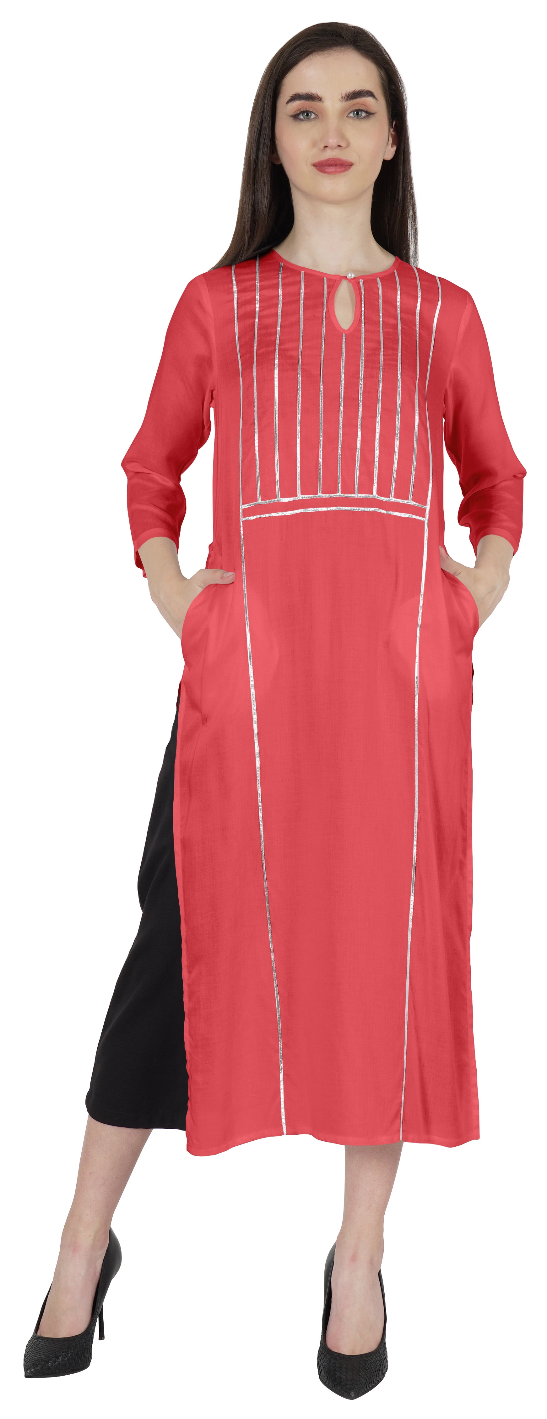 Phagun Women's Designer Rayon Kurta - 48" Long Straight Ethnic Tunic For Casual Wear