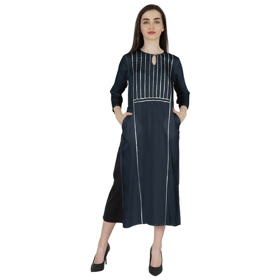 Phagun Rayon Gota Patti Long DesignerKurtiFor Women's Indian Ethnic Wear Solid Kurta