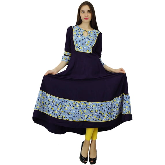Phagun Rayon Kurta Ethnic Bollywood Designer Floral Kurti Top Tunic Dress