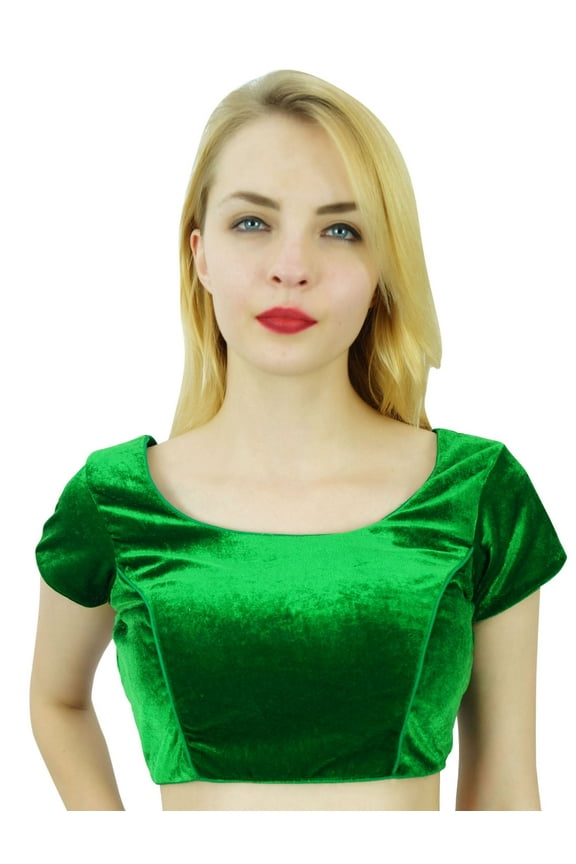 Readymade Designer Velvet Padded Saree Blouse Indian Traditional Women Crop Top