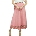 thumbnail image 1 of Phagun Salmon Reversible Floral Printed Cotton Wrap Skirt Indain Wear Dress, 1 of 7