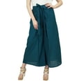 thumbnail image 1 of Phagun Solid Blue Self Tie Waist Casual Wear Ladies Fisherman Harem Pants-XL, 1 of 6