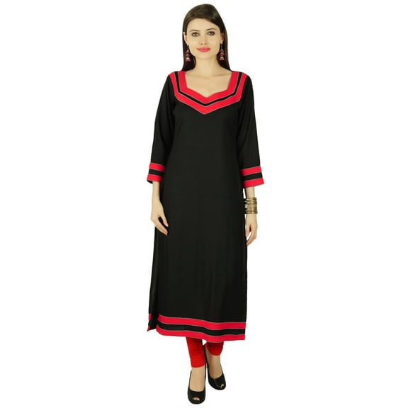 Phagun Solid Kurta Women Ethnic Rayon Kurti Bollywood Top Tunic Dress