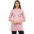 thumbnail image 1 of Phagun Stylish Tunic Pink Beautiful Embroidery Design Cotton Modal Top Wear - 20, 1 of 9