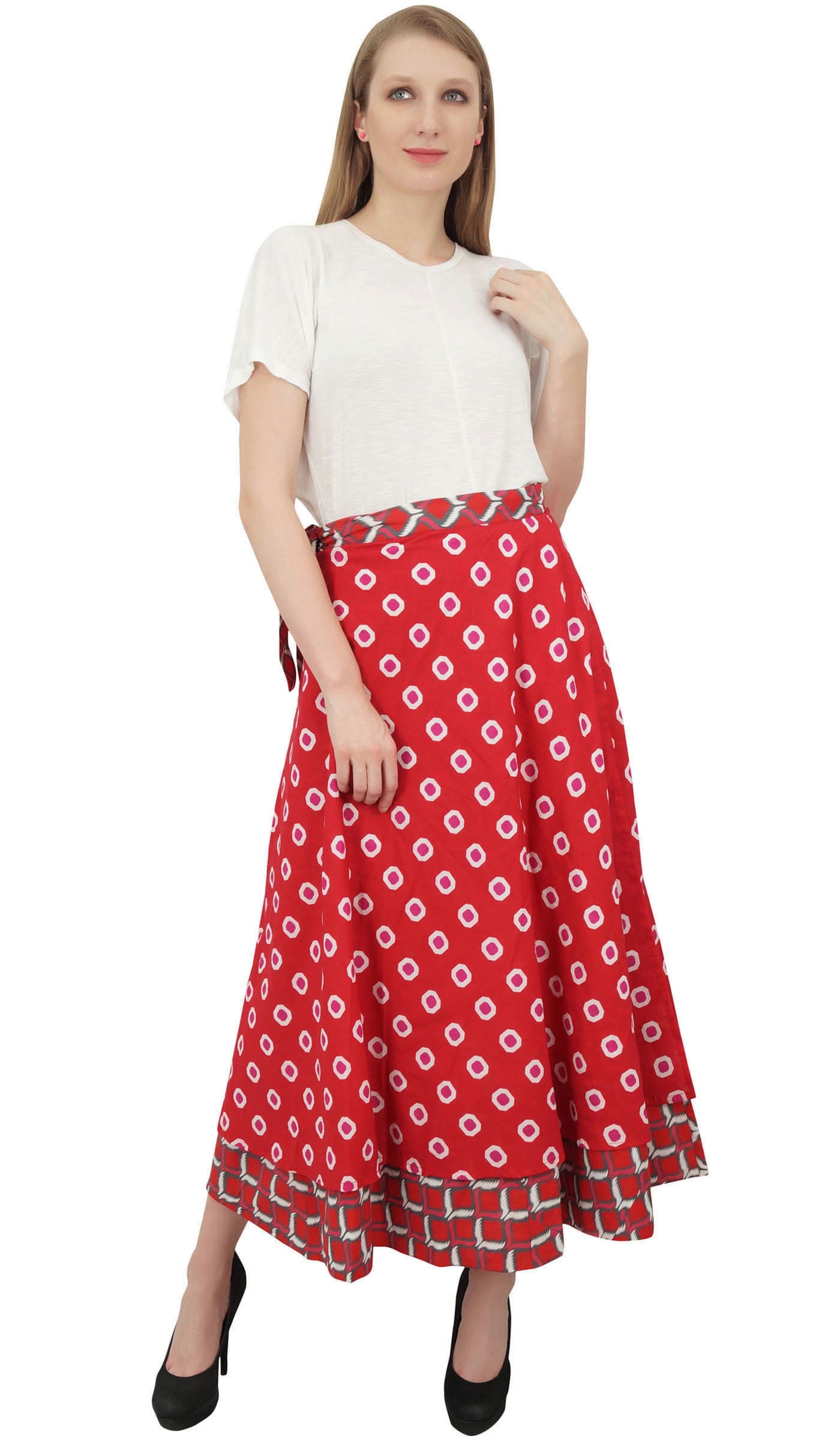 Phagun Summer Wear Reversible Ikat Printed Cotton Red Double Layered Wrap Skirt 88f18c8e e90d 42b5 91b5 bc7e09f1153a.d738f145b798cc060e38b48102446664