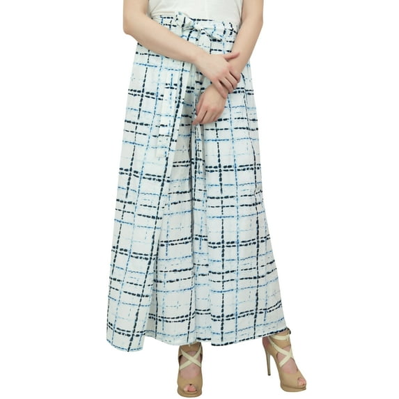 Phagun White Trousers Cotton Indian Wear Palazzo Pant Summer Clothing-S