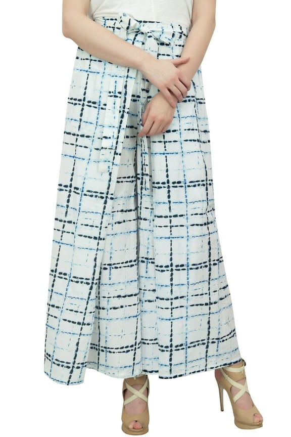 White Trousers Cotton Indian Wear Palazzo Pant Summer Clothing-S