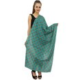 thumbnail image 1 of Phagun Women Basset Hounds Dog Print Long Stole Cotton Voile Scarf Dupatta-Teal Green, 1 of 1