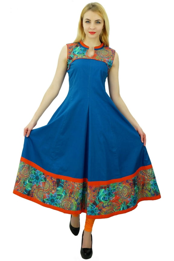 Women Casual Dress Designer Kurti Cotton Ethnic Sleeveless Anarkali Kurta