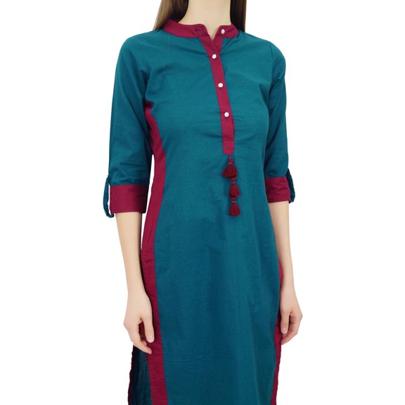 Phagun Women Cotton Custom Kurta With Collar Formal Casual Tunic Blouse