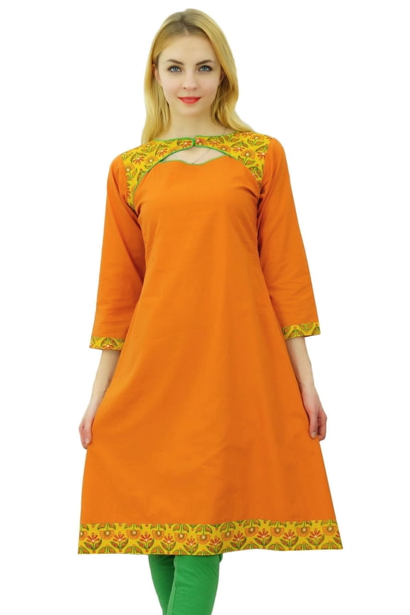 Women Cotton Kurti Ethnic Solid Print Designer Kurta Casual Dress