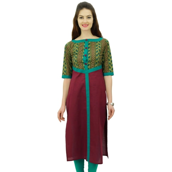 Phagun Women Cotton Tunic Ethnic Printed Kurta Kurti Casual Indian Clothing