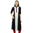 thumbnail image 1 of Phagun Women Cotton Tunic Top Straight Kurta Casual Summer Blouse With Chinese Collar, 1 of 3