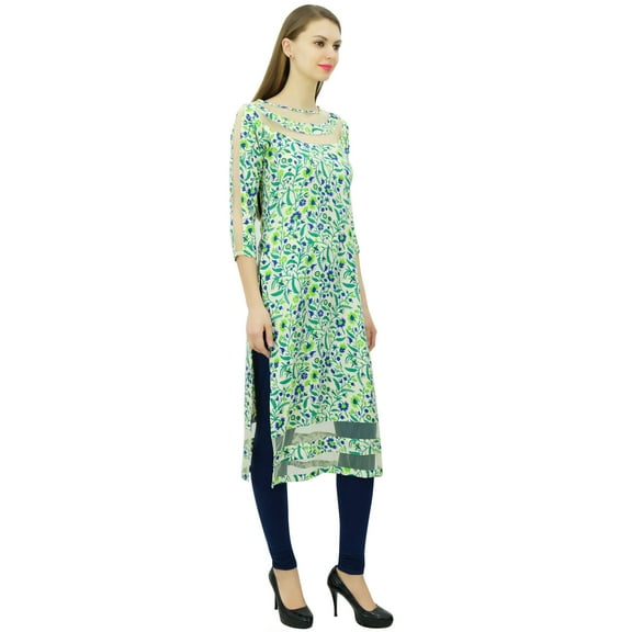 Phagun Women Designer Tunic Indian Ethnic Floral Kurta Rayon Net Kurti