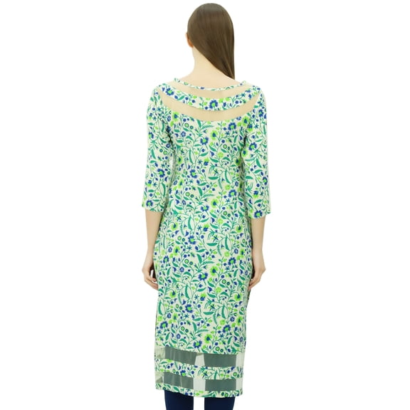Phagun Women Designer Tunic Indian Ethnic Floral Kurta Rayon Net Kurti