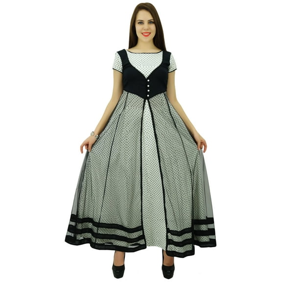 Phagun Women Ethnic Top Cotton Polka Dot Pattern Anarkali Kurti Dress Designer