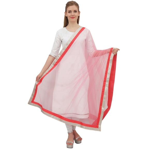 Phagun Women Ethnic Wrap Hizab Net Dupatta Long Stole Scarf Gift For Her-Dark Peach