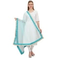 thumbnail image 1 of Phagun Women Ethnic Wrap Hizab Net Dupatta Long Stole Scarf Gift For Her-Turquoise Blue, 1 of 5