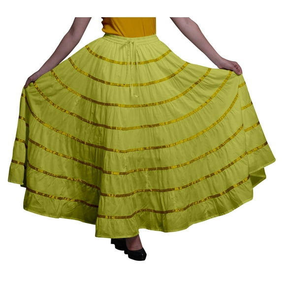 Phagun Women Indian Clothing Long Casual Olive Green Skirt Maxi Summer Wear-24