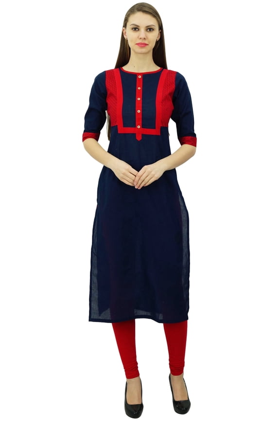 Women Indian Ethnic Cotton Kurti Casual Wear Tunic Top Straight Kurta