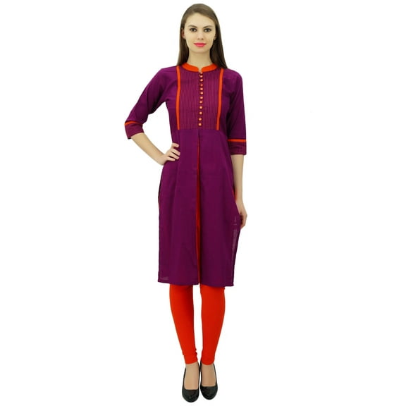 Phagun Women Mandarin Collar Straight Kurti Indian Designer Ethnic Dress