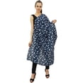 thumbnail image 1 of Phagun Women Neck Wrap Cotton Voile Scarf Sarong Feather Print Dupatta Stole-Navy Blue, 1 of 1