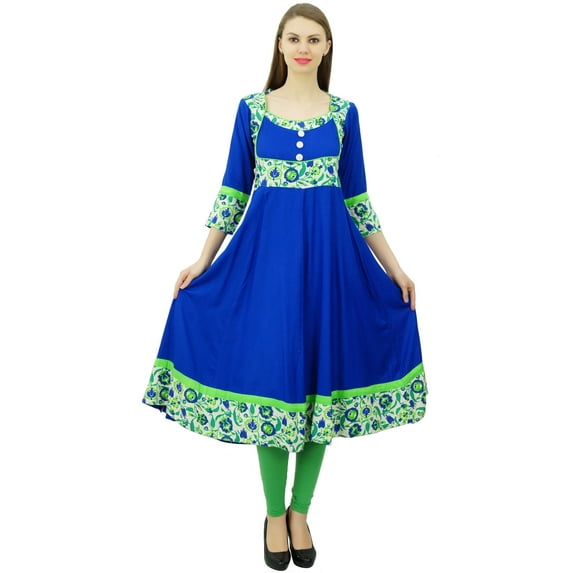 Phagun Women Rayon Anarkali Printed Kurti Chic Style Flared Tunic Dress Indian Kurta