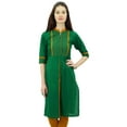 thumbnail image 1 of Phagun Women Solid Pattern Mandarin Collar Straight Kurti Indian Designer Ethnic Dress, 1 of 7