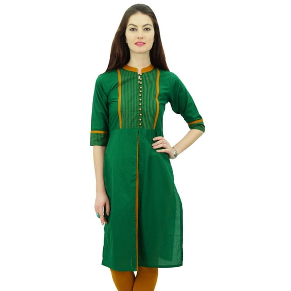 Phagun Women Solid Pattern Mandarin Collar Straight Kurti Indian Designer Ethnic Dress
