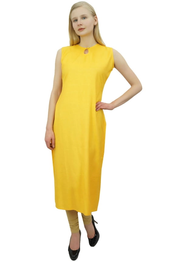 Women's 2 Pcs Yellow Kurta With Jacket Dress Indian Designer Clothing