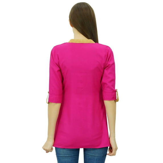 Phagun Women's 3/4 Sleeves Short Tunic Top Summer Indian Top Blouse