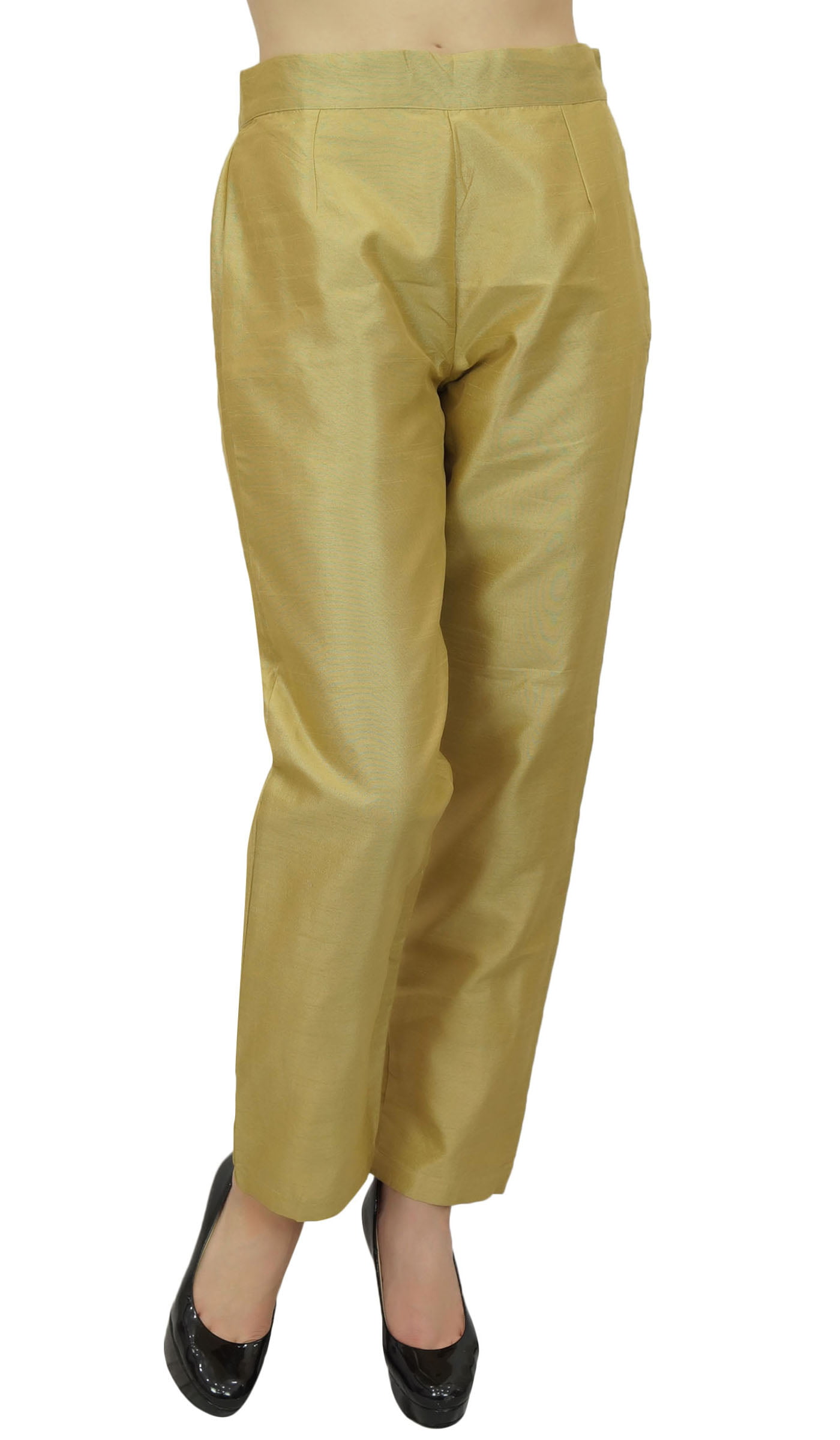 Phagun Women's Dupion Pants High Waist Green Narrow Bottom Trousers-Medium  - Walmart.com