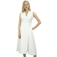 thumbnail image 1 of Phagun Women's Casual Solid White Sleeveless Cotton Simple Tunic Midi Dress-4, 1 of 5