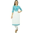 thumbnail image 1 of Phagun Women's Cotton Designer Kurta White Tunic Ethnic 3/4 Sleeve Kurta-16, 1 of 10