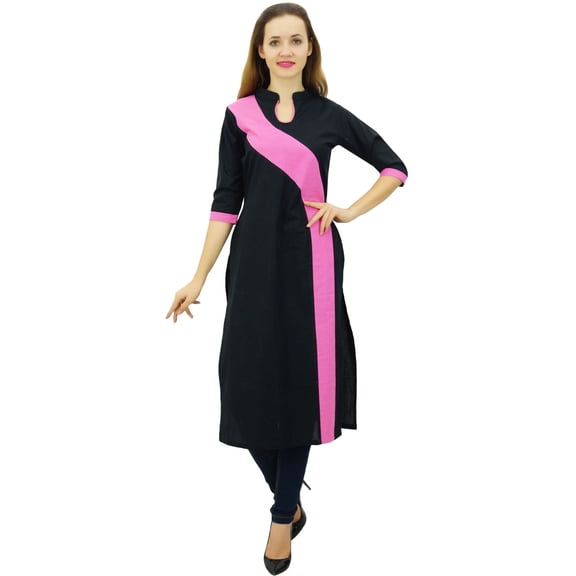 Phagun Women's Cotton Kurta Kurti 3/4 Sleeve Summer Tunic Indian Clothing-24