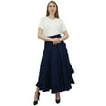thumbnail image 1 of Phagun Women's Cotton Ruffled Self Belt Solid Magic Wrap Hippie Skirt-Blue, 1 of 6