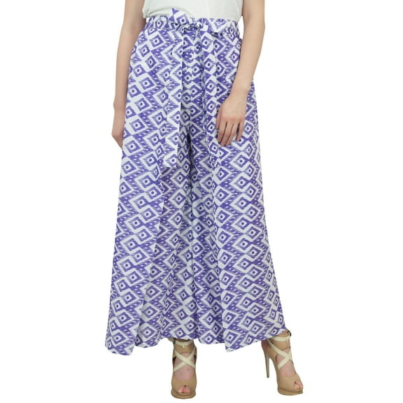 Phagun Women's Cotton White Printed Fisherman Harem Pants Indian Trousers-S