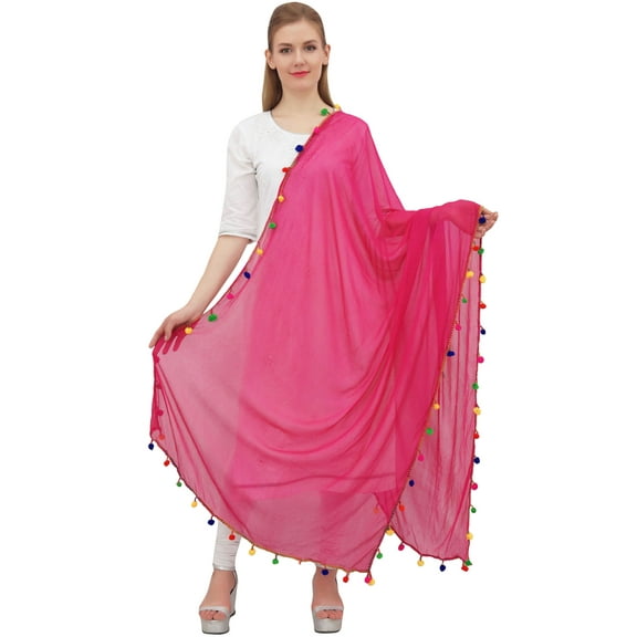 Phagun Women's Designer Chiffon Dupatta Ethnic Chunni Wrap Long Stole-Magenta