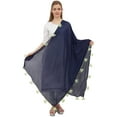thumbnail image 1 of Phagun Women's Designer Chiffon Dupatta Indian Long Stole Tassel Scarfs- Blue, 1 of 5