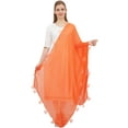 thumbnail image 1 of Phagun Women's Designer Chiffon Dupatta Indian Long Stole Tassel Scarfs-Orange, 1 of 5