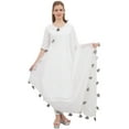 thumbnail image 1 of Phagun Women's Designer Chiffon Dupatta Indian Long Stole Tassel Scarfs-White, 1 of 5